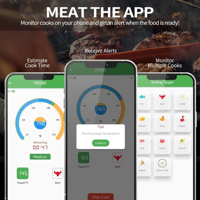 Новейший беспроводный термометр Bluetooth Bbq IPX8 водонепроницаемый контролер температуры пищевых продуктов для курильщиков