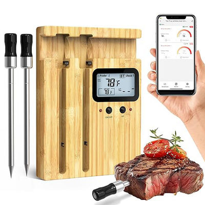Длинный диапазон 165 футов Tuya App Remote Smart Bbq Кулинарный термометр Bluetooth 5.0 Беспроводной термометр мяса с двойной иглой